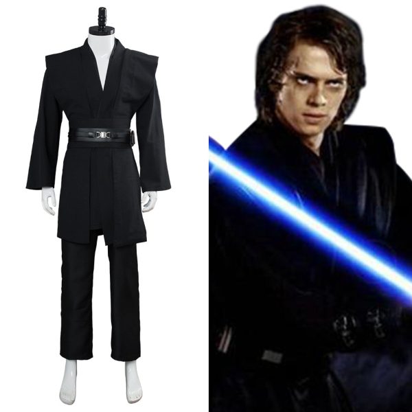 Anakin Skywalker Jedi Knight Cosplay Kostüm Version B Schwarz Mode – Bild 5