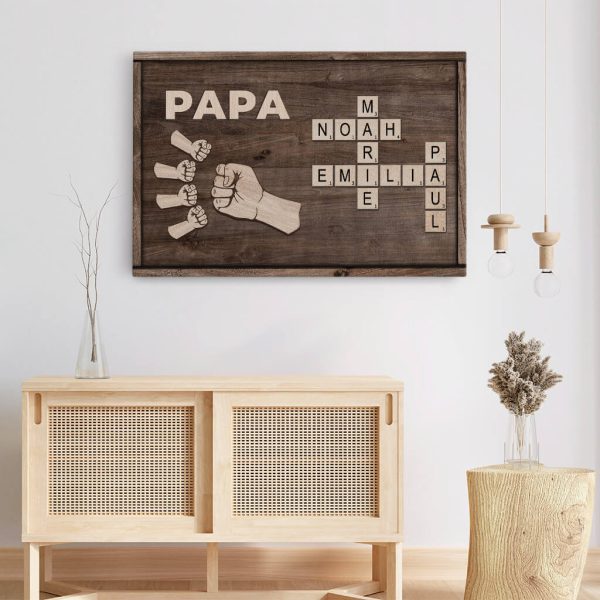 Papa Und Faust Kreuzworträtsel - Personalisiertes Geschenk | Leinwand für Papas Verkauf – Bild 3