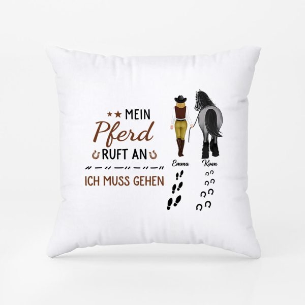 Mein Pferd Ruft Ich Muss Gehen - Personalisiertes Geschenk | Kissen für Pferdeliebhaber Mode – Bild 2