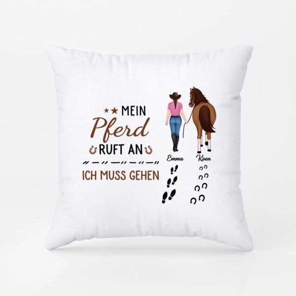Mein Pferd Ruft Ich Muss Gehen - Personalisiertes Geschenk | Kissen für Pferdeliebhaber Mode