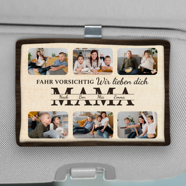 Fahr Vorsichtig Mama - Personalisiertes Geschenk | Auto-Visier-Clip für Mamas mit Foto Schn?ppchen