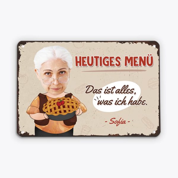 Heutiges Menü - Personalisiertes Geschenk | Türschild für Omas Mode
