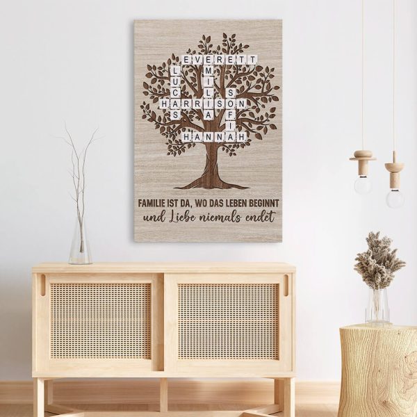 Die Liebe Innerhalb Der Familie Ist Ewig Baumfamilie Kreuzworträtsel - Personalisiertes Geschenk | Leinwand für die Familie Mode – Bild 3