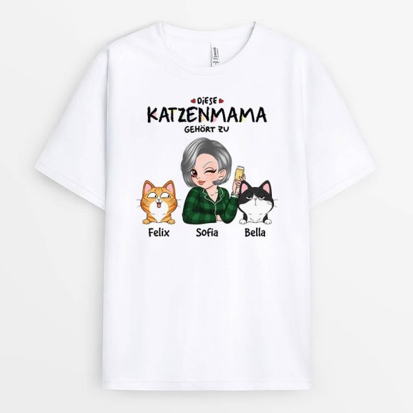 Diese Katzenmama Gehört Zu - Personalisiertes Geschenk | T-shirt für Katzenliebhaber Online-Verkauf