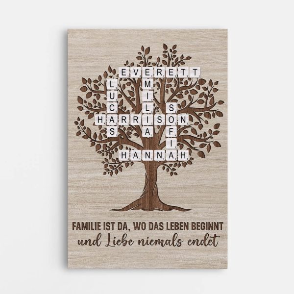 Die Liebe Innerhalb Der Familie Ist Ewig Baumfamilie Kreuzworträtsel - Personalisiertes Geschenk | Leinwand für die Familie Mode