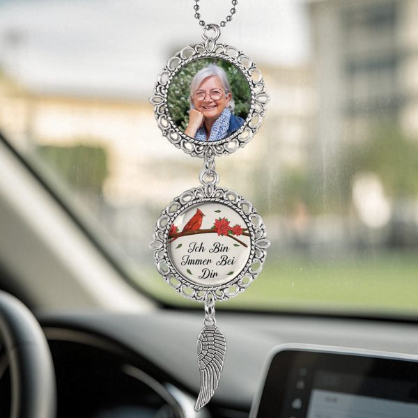 Ich Bin Immer Bei Dir - Personalisiertes Geschenk | Foto Autospiegel Anhänger zur Erinnerung Angebot