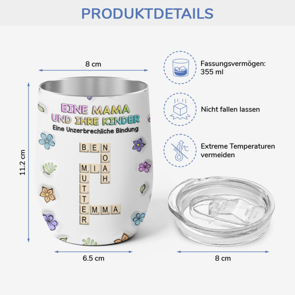 [3D-Druck-Effekt] Mama & Kinder Eine Unzerbrechliche Bindung - Personalisiertes Geschenk | Thermobecher 12oz für Mamas Rabatt – Bild 3