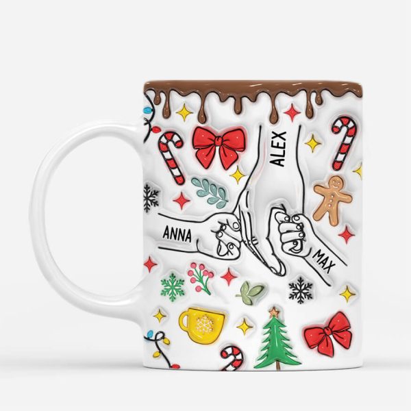 [3D-Druck-Effekt]  Mama Und Kinder Hand In Hand - Personalisiertes Geschenk | Weihnachtstasse für Mamas Zu verkaufen