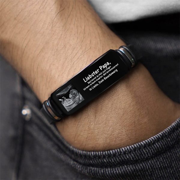 Liebster Papa - Personalisiertes Geschenk | Werdender Papa Armband mit Foto Schn?ppchen – Bild 2