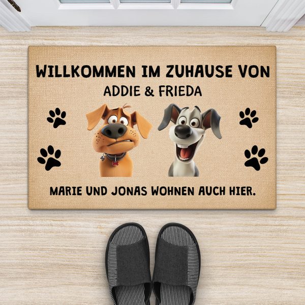 Willkommen Bei ... Wohnen Auch Hier - Personalisiertes Geschenk | Fußmatte Hund Zu verkaufen – Bild 2