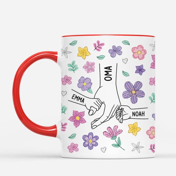 Mama Und Kinder Bunte Blumen - Personalisiertes Geschenk | Mama Tasse Angebot – Bild 2