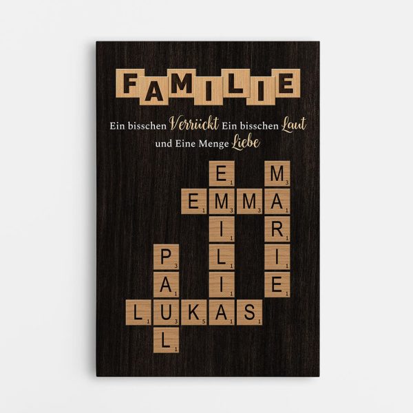 Familie Ein Bisschen Verrückt Ein Bisschen Laut Und Eine Menge Liebe Kreuzworträtsel - Personalisiertes Geschenk | Leinwand für die Familie Online