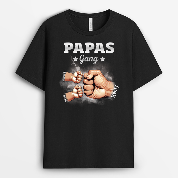 Papas Gang Mit Fäusten Blitze - Personalisiertes Geschenk | T Shirt Papa Schn?ppchen