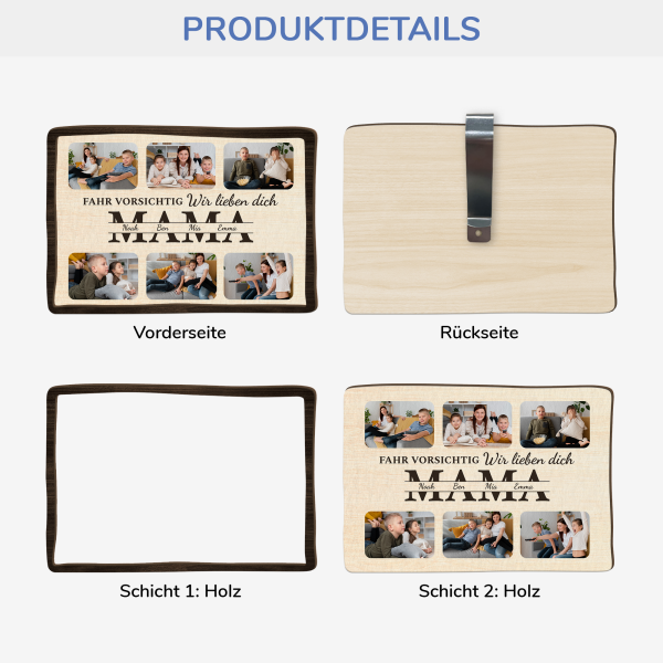 Fahr Vorsichtig Mama - Personalisiertes Geschenk | Auto-Visier-Clip für Mamas mit Foto Schn?ppchen – Bild 3