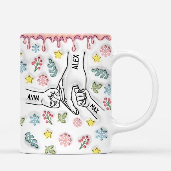 [3D-Druck-Effekt]  Mama Und Kinder Hand In Hand - Personalisiertes Geschenk | Tasse für Mamas zu Weihnachten Verkauf – Bild 2