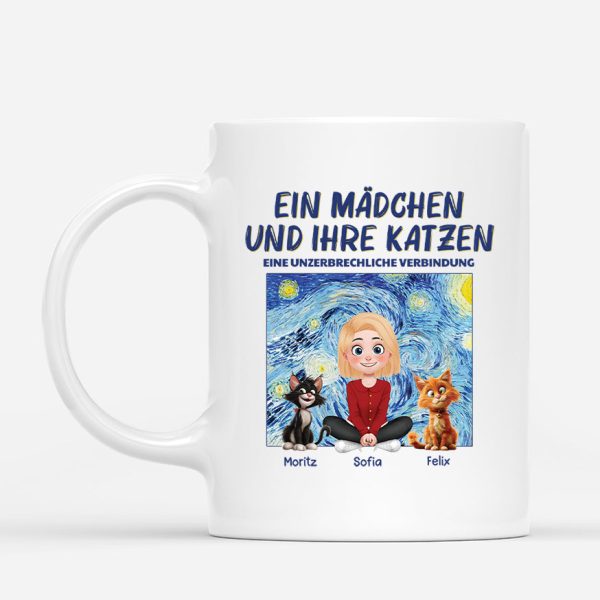 Ein Mädchen Und Ihre Katzen Cartoon - Personalisiertes Geschenk | Katzen Tasse Verkauf