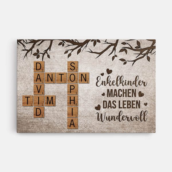 Enkelkinder Machen Das Leben Großartig - Personalisiertes Geschenk | Leinwand für Großeltern Kreuzworträtsel Design Zu verkaufen