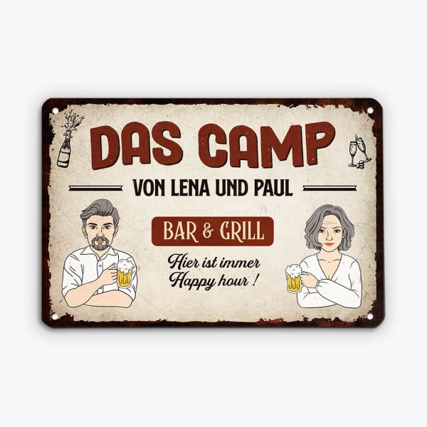 Hier ist immer Happy Hour - Personalisiertes Geschenk | Türschild für die Familie Online-Verkauf – Bild 2