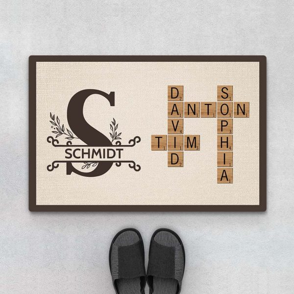 Name - Personalisiertes Geschenk | Fußmatte für die Familie mit Kreuzworträtsel-Design Jetzt online