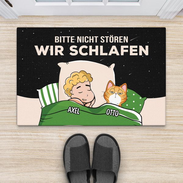 Bitte Nicht Stören Ich Schlafe - Personalisiertes Geschenk | Lustige Fußmatte für Katzenliebhaber Schn?ppchen – Bild 2
