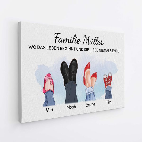 Familie Wo Das Leben Beginnt Und Die Liebe Niemals Endet - Personalisiertes Geschenk | Leinwand für die Familie Rabatt – Bild 2