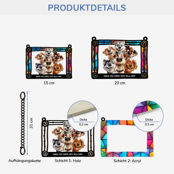Hunde Cartoon - Personalisiertes Geschenk | Sonnenfänger für Hundebesitzer Rabatt – Bild 3