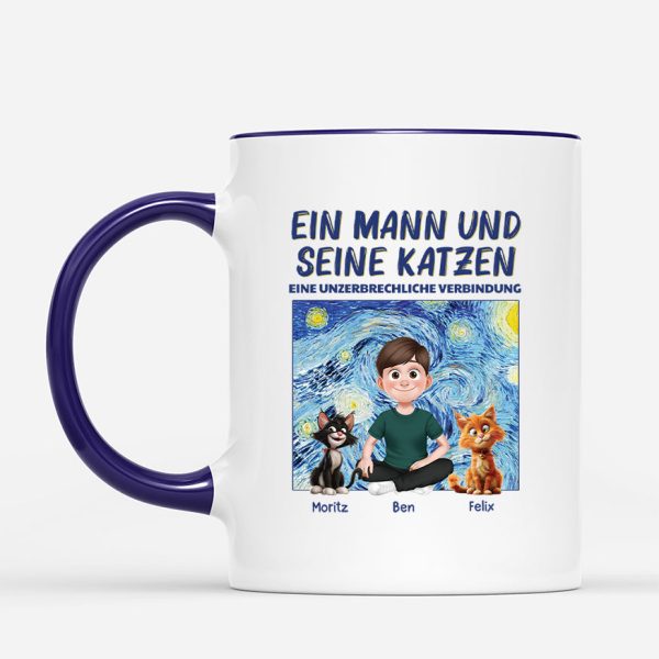 Ein Mädchen Und Ihre Katzen Cartoon - Personalisiertes Geschenk | Katzen Tasse Verkauf – Bild 2