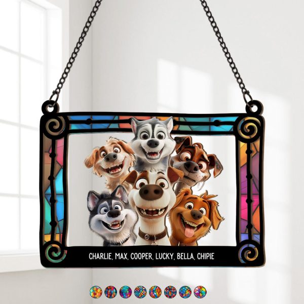 Hunde Cartoon - Personalisiertes Geschenk | Sonnenfänger für Hundebesitzer Rabatt