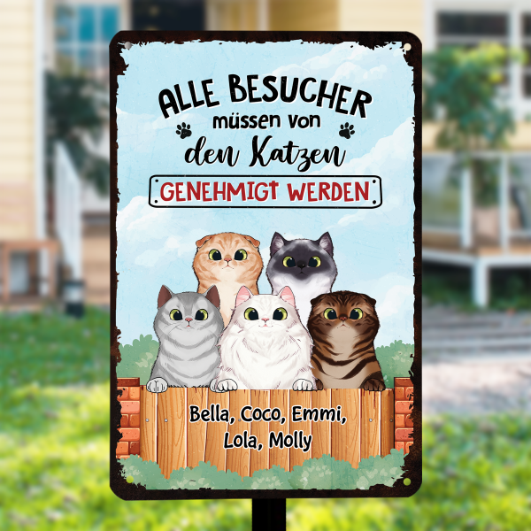 Alle Besucher Müssen Von Den Katzen Genehmigt Werden - Personalisiertes Geschenk | Türschild für Katzenbeliebhaber Jetzt online – Bild 2