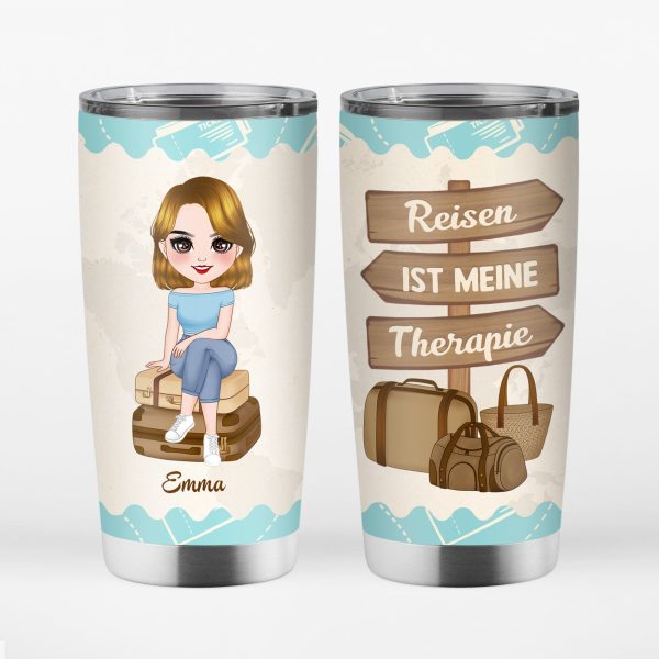 Reisen ist meine Therapie - Personalisierte Geschenke | Thermobecher für Frauen Herren Online
