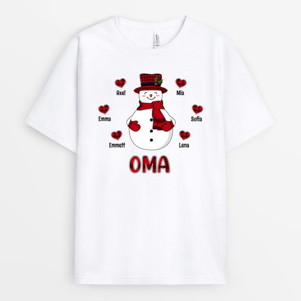 Weihnachtsnetter Schneemann Herz - Personalisierte Geschenke | T-Shirt für Mama Oma Weihnachten Jetzt online