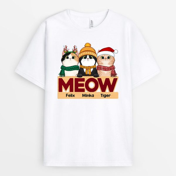 Meow - Personalisierte Geschenke | T-Shirt für Katzenbesitzer Weihnachten Online – Bild 2
