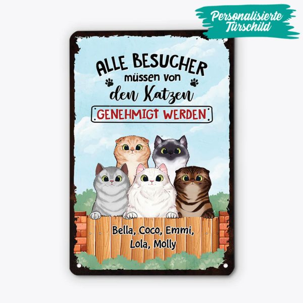 Alle Besucher Müssen Von Den Katzen Genehmigt Werden - Personalisiertes Geschenk | Türschild für Katzenbeliebhaber Jetzt online – Bild 3