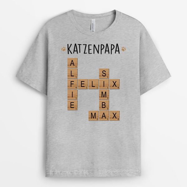 Katzenmama Katzenpapa Kreuzworträtsel - Personalisiertes Geschenk | T-Shirt für Katzenliebhaber Online – Bild 2